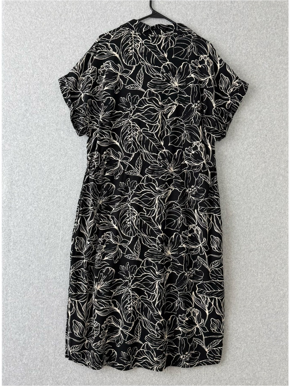 Badgley Mischka Jewel Womens Midi Dress XXL Black White Floral Short Sleeve READ - Picture 9 of 16